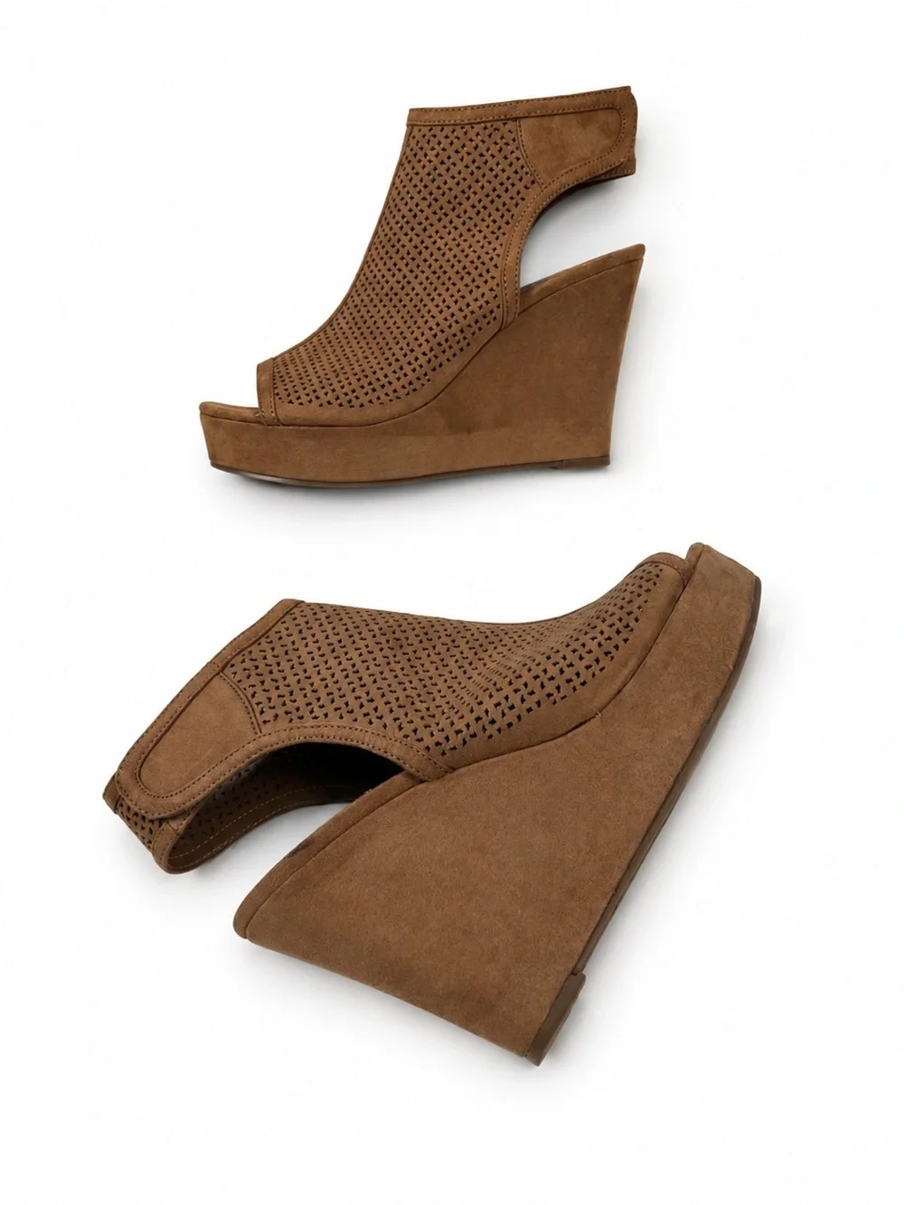 Indigo Perforated Open Toe Wedge Sandal